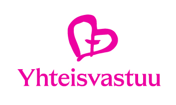 Yhteisvastuun pinkki logo, jossa sydän, jonka sisällä risti sekä teksti Yhteisvastuu. 